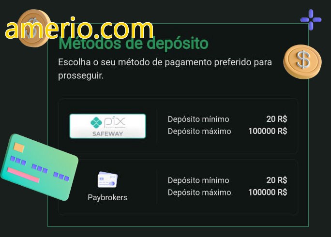 O cassino amerio.combet oferece uma grande variedade de métodos de pagamento